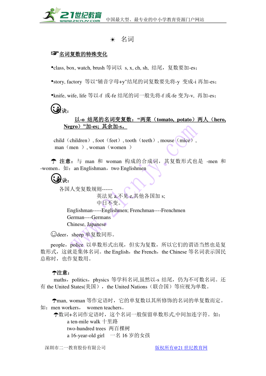 语法系列1------名词讲解与练习（无答案）