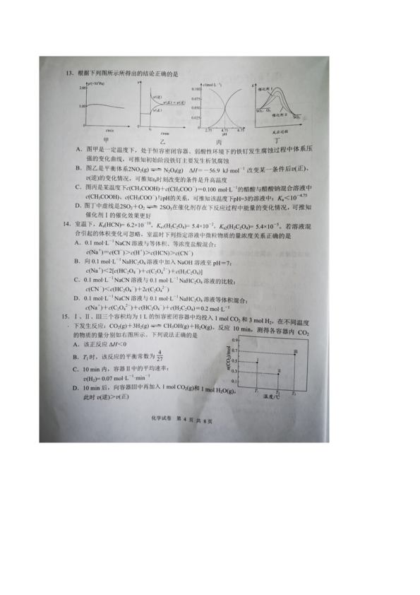 江苏省南通市2020届高三上学期第一次调研考试 化学试题 PDF版