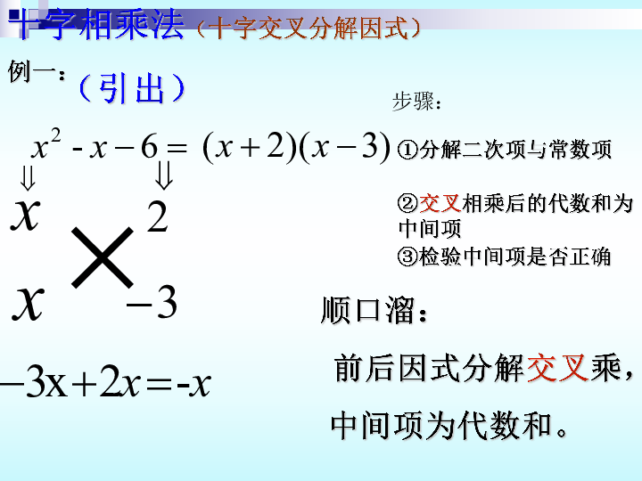 沪教版数学七年级第一学期  9.15 十字相乘法  课件（16张PPT）