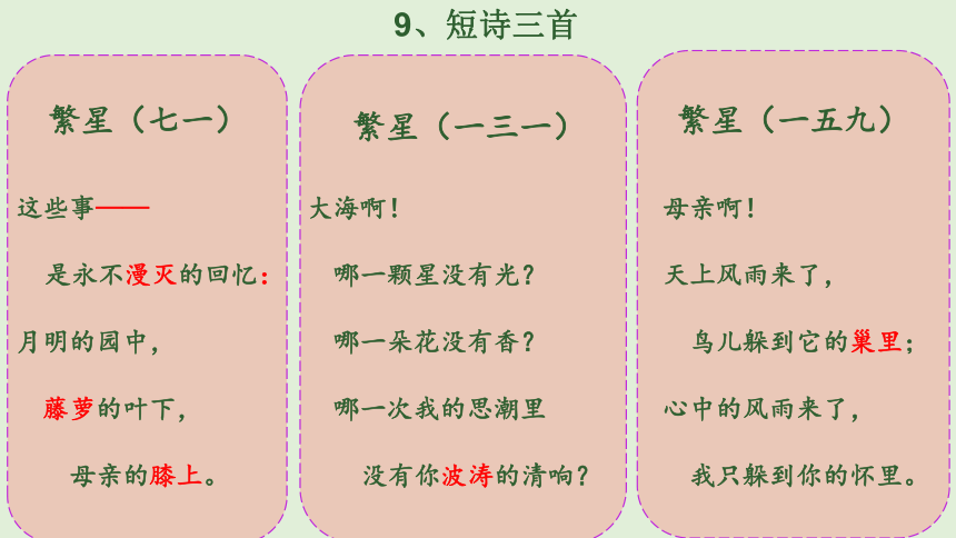 统编版四年级下册语文第三单元基础知识复习课件13张ppt