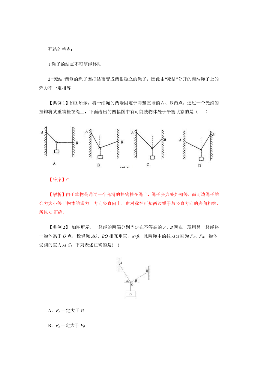 2019高三物理一轮微专题系列之热点专题突破6+绳上的活结、死结问题与活动杆、固定杆问题