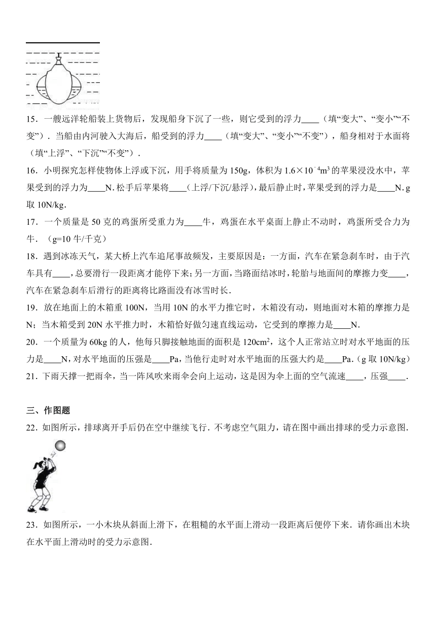 湖北省黄冈市团风县淋山河中学2015-2016学年八年级下学期期中考试物理试题（解析版）