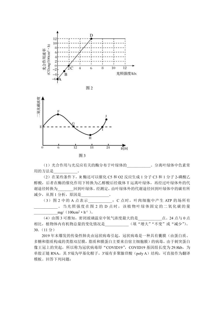 吉林省东北师大附中长春十一中等五校2021届高三1月联合模拟考试理综生物试题(有答案)