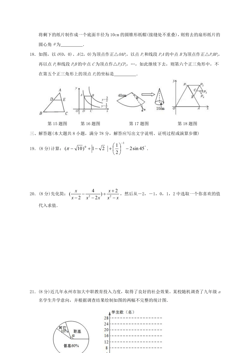 湖南省祁阳县2017年中考数学第二次模拟试题（含答案）