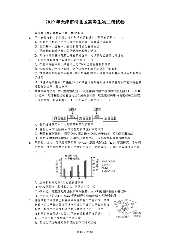 2019年天津市河北区高考生物二模试卷（含解析）