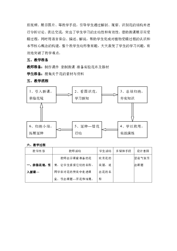 七年级上册生物教案：3.2.3开花和结果