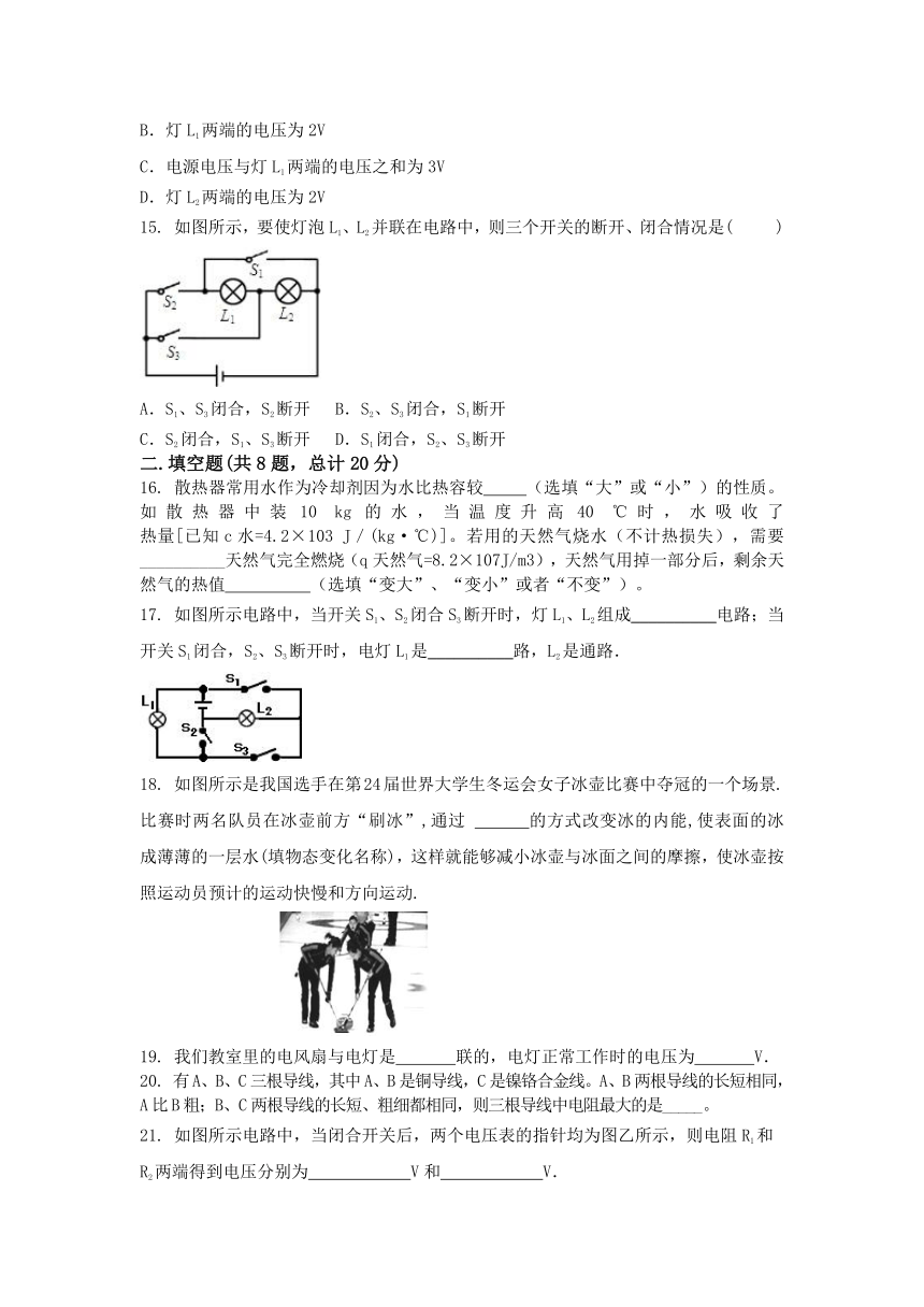 2020-2021学年河北省张家口市第十五中学九年级上学期物理期中测试卷（模拟）（word版含答案）