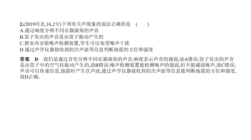 2021年物理中考复习河北专用 专题二　声现象课件（76张PPT）