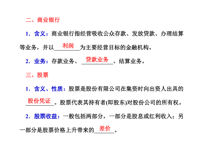 政治：2012届高三一轮复习考点突破课件——第六课投资理财的选择（人教版必修一）