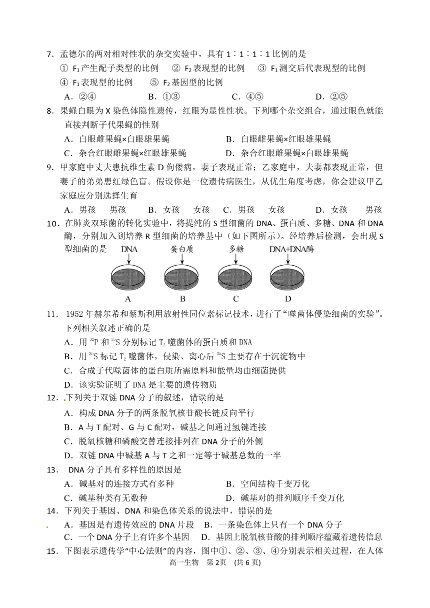 宿迁市2017～2018学年度第二学期期终考试高一生物试卷