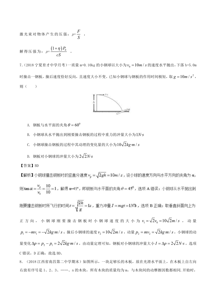 专题09动量定理及动量守恒定律-2018年高三物理二轮标准化训练