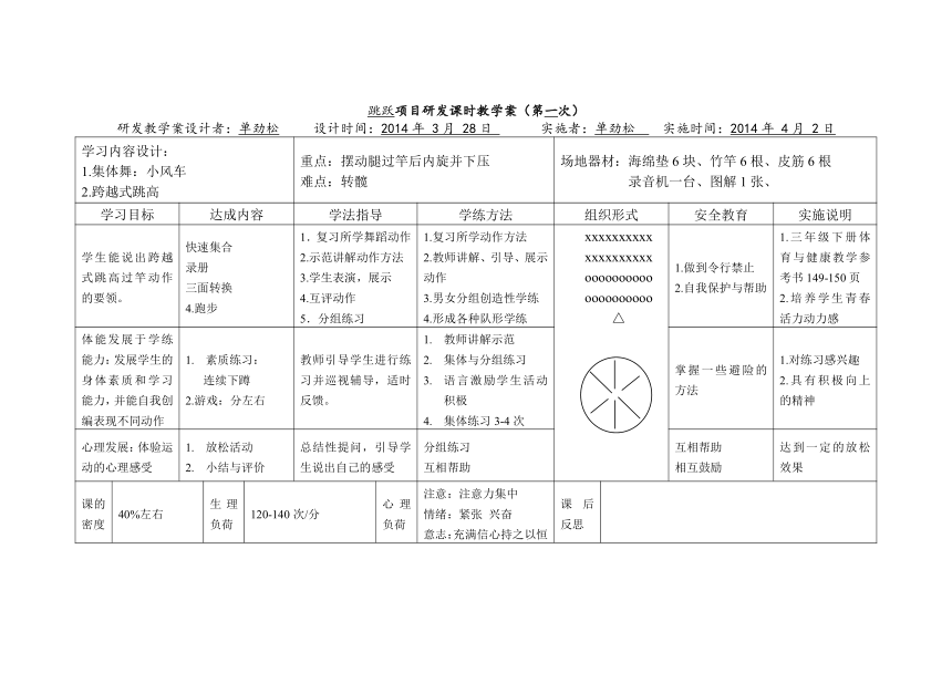 跳跃项目研发课时教学案