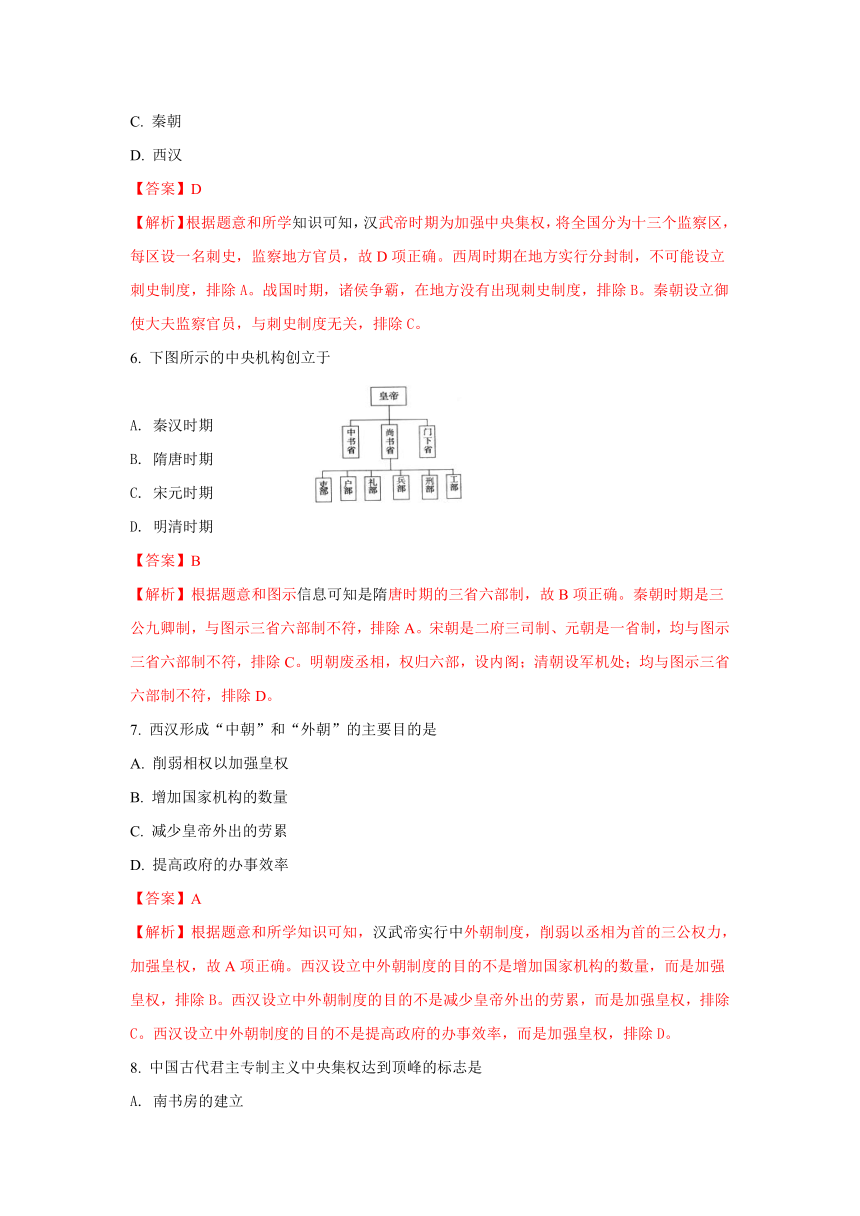 【解析卷】云南省大理州永平一中2017-2018学年高一上学期段考历史试题