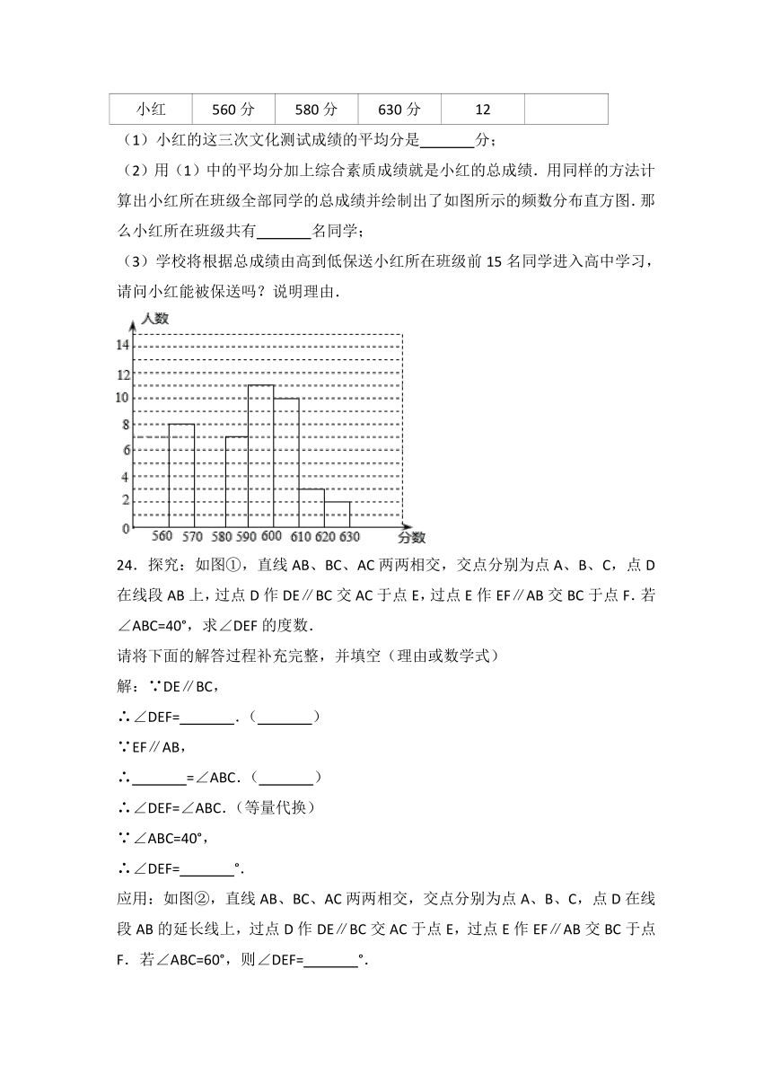 湖南省澧县2017—2018学年湘教版版七年级数学下册期末复习试卷（二）含答案解析