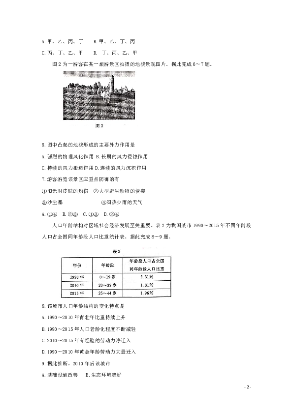 广东省湛江市2020届高三9月调研考试  地理 （Word版）