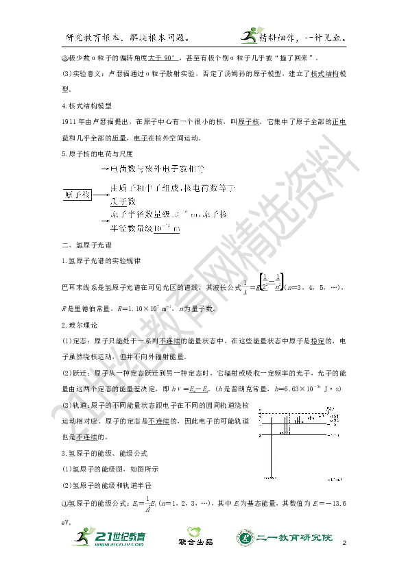 高考物理一轮复习学案第41讲　原子结构 原子核