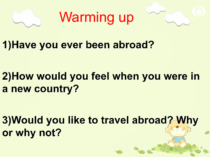选修7 unit 5 Travelling abroad warming up and reading课件 (共31张PPT)