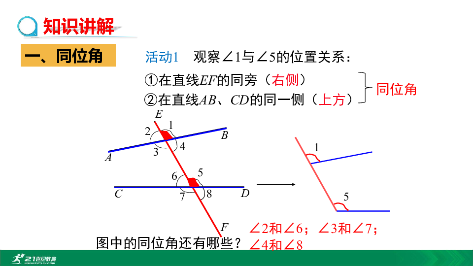 5.1.3 同位角、内错角、同旁内角教学课件