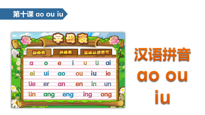 一年级上册语文课件-汉语拼音 10 ao ou iu∣人教部编版