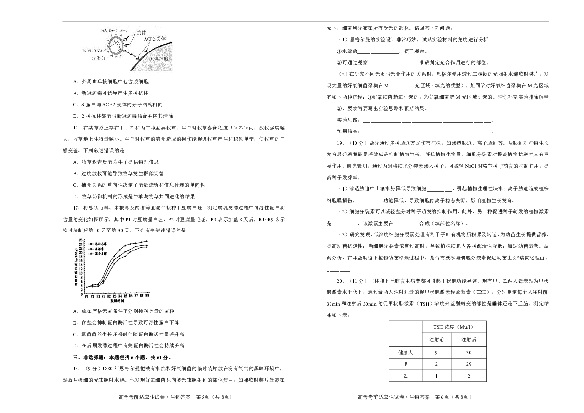 （新高考）2020年高考考前适应性试卷 生物（三）
