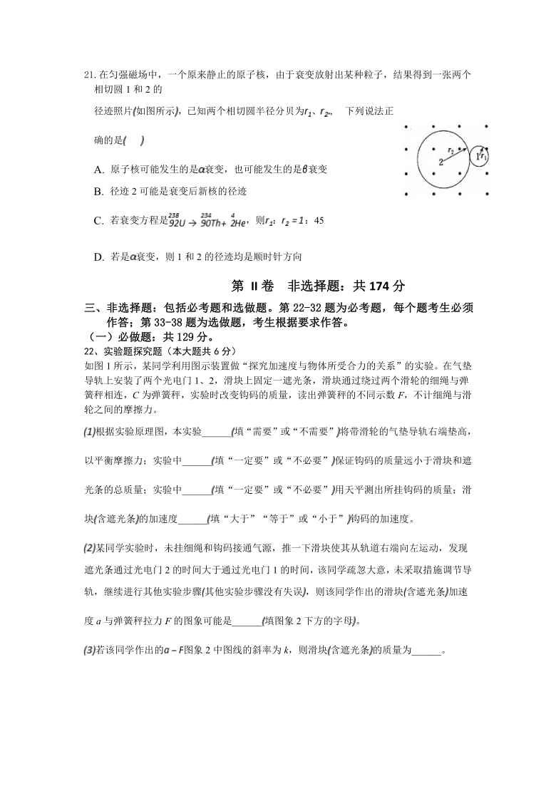 湖南省郴州市湖南师大附属五雅中学2021届高三1月考理综试卷（Word版含答案）