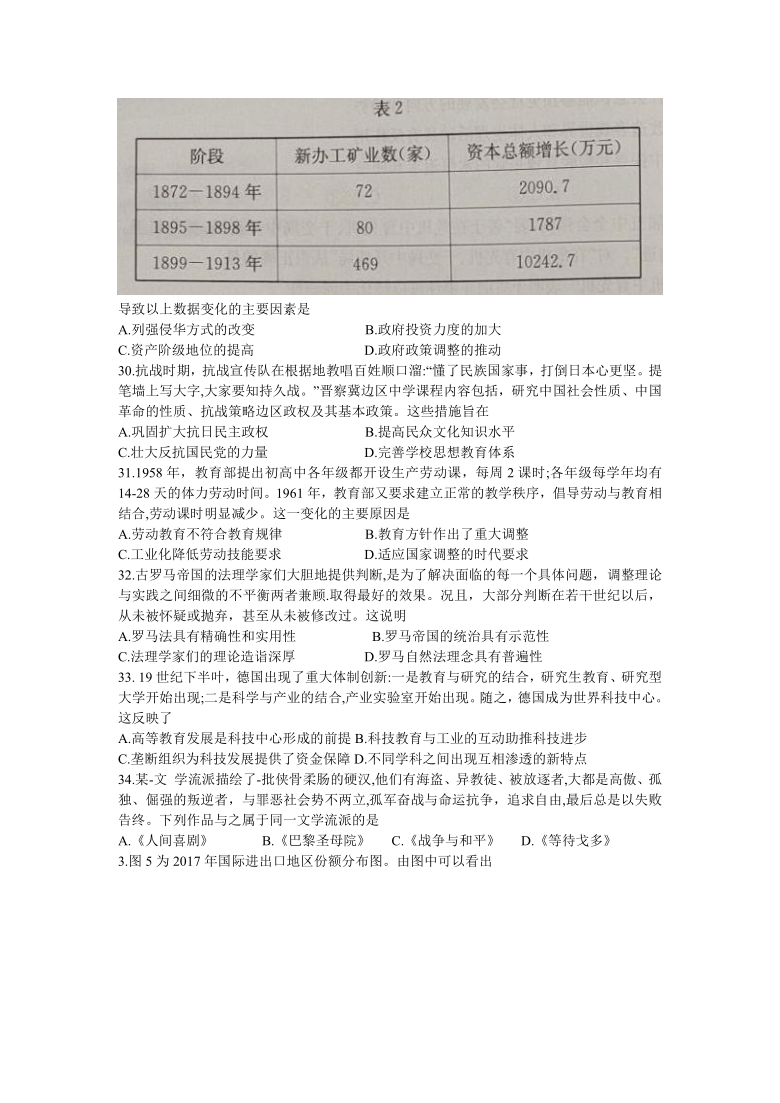 贵州省盘州市2021届高三上学期1月第一次模拟考试文科综合历史试卷 Word版含答案