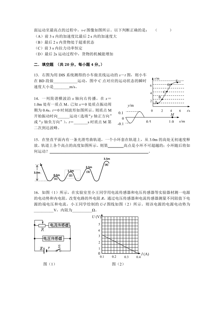 上海市青浦区2017届高三上学期期末质量调研（一模）物理试题（含答案）