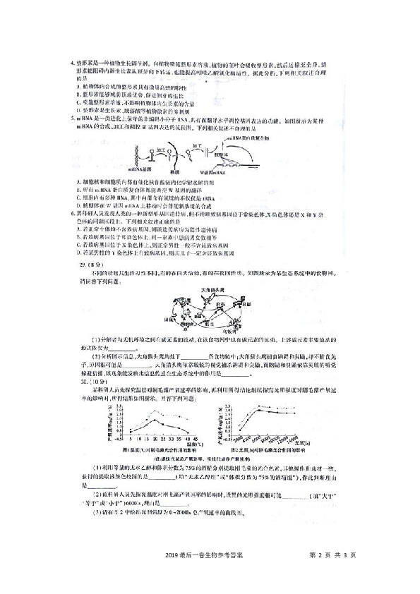 安徽省“皖江名校联盟”2019届高三5月联考试题 生物 扫描版含解析