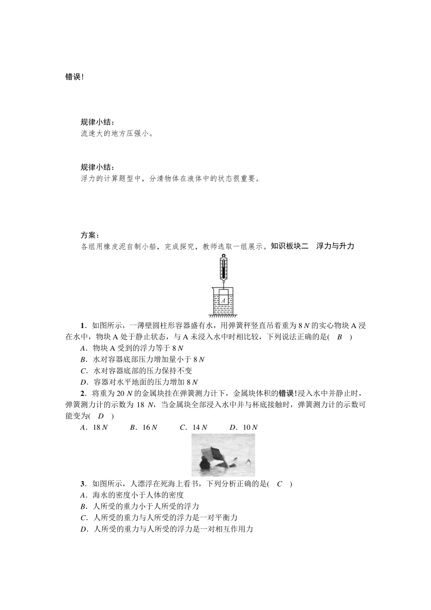 粤沪版八年级物理下册第九章浮力与升力复习导学案