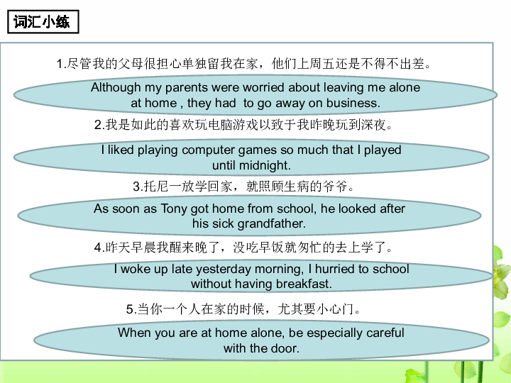 外研英语九上 Module 4 Home alone Unit 3 Language in use.课件15张