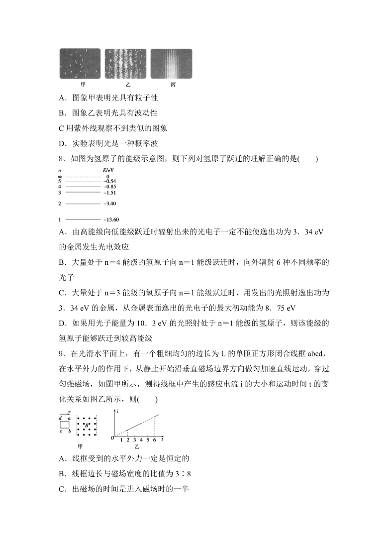 2021届四川广安五福中学高考物理二轮训练：动量守恒、波粒二象性、原子物理word版含答案