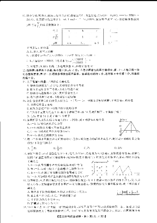 陕西省安康中学2020届高三仿真模拟理科综合试题 图片版含答案