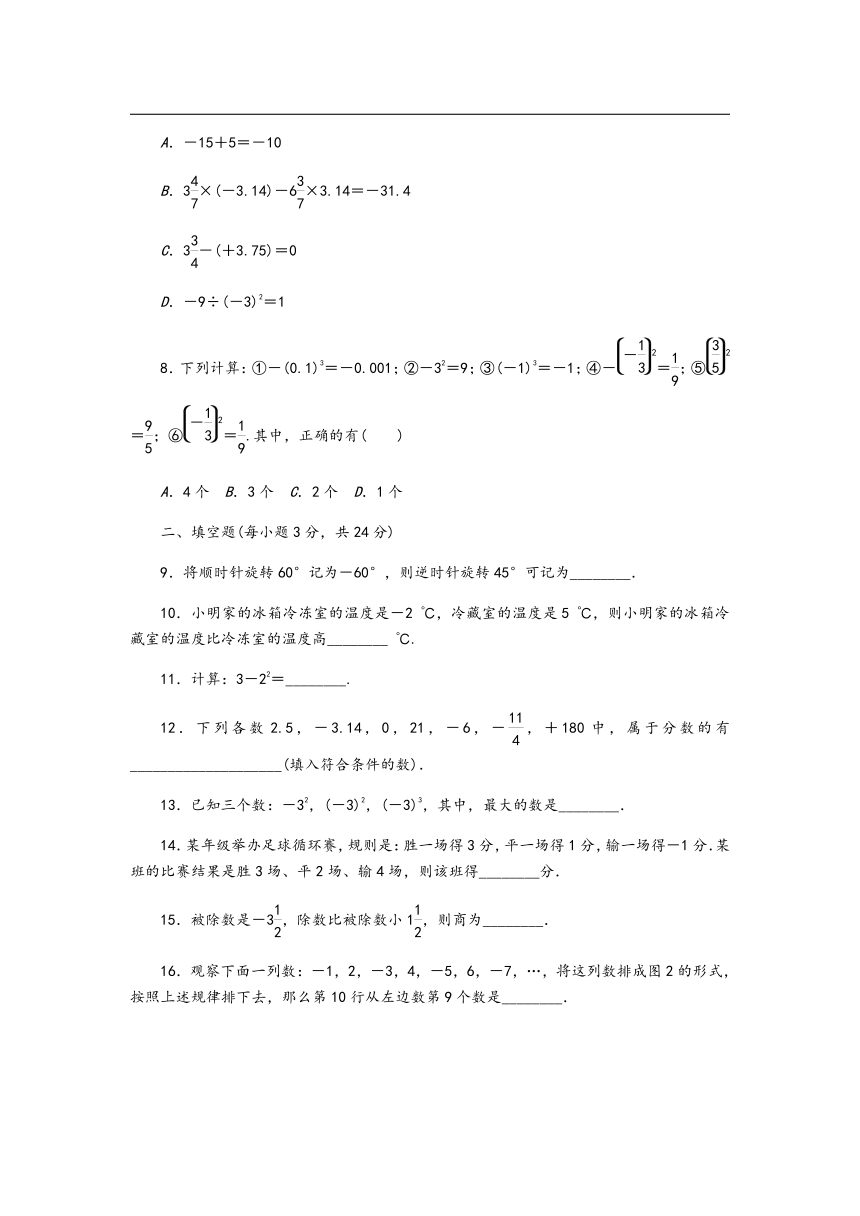 苏科版七年级数学上册第2章有理数单元测试题含答案