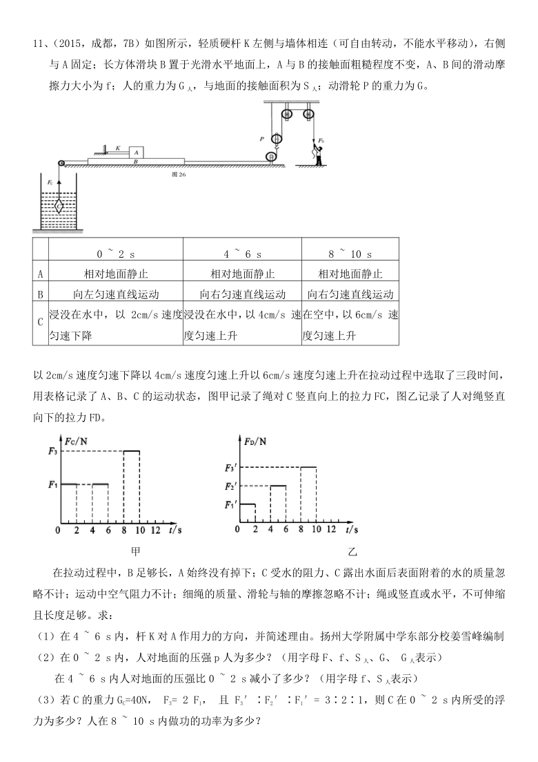 教科版成都中考力学计算专题（Word版含答案）