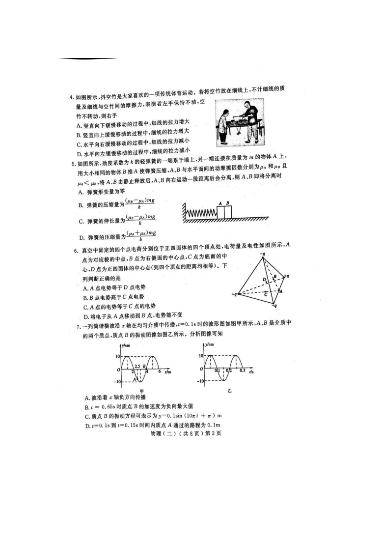 山东省聊城市2021届高三下学期二模联考 物理试题PDF版含答案