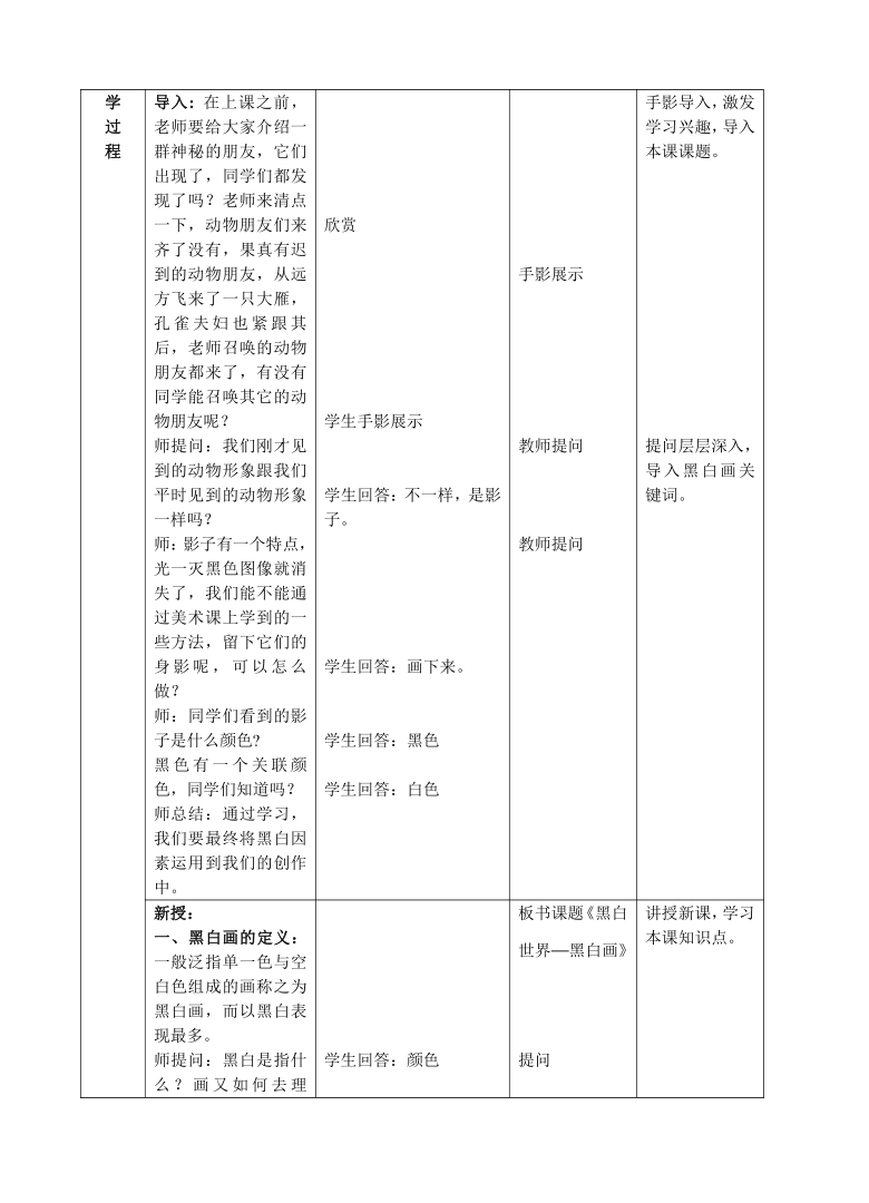 湘美版七年级下美术第二课《黑白世界》教案