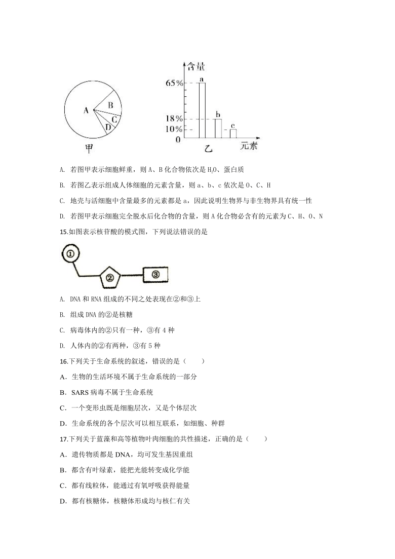 湖北省武汉市蔡甸区实验高级中学2020-2021学年高二上学期质量检测生物试卷