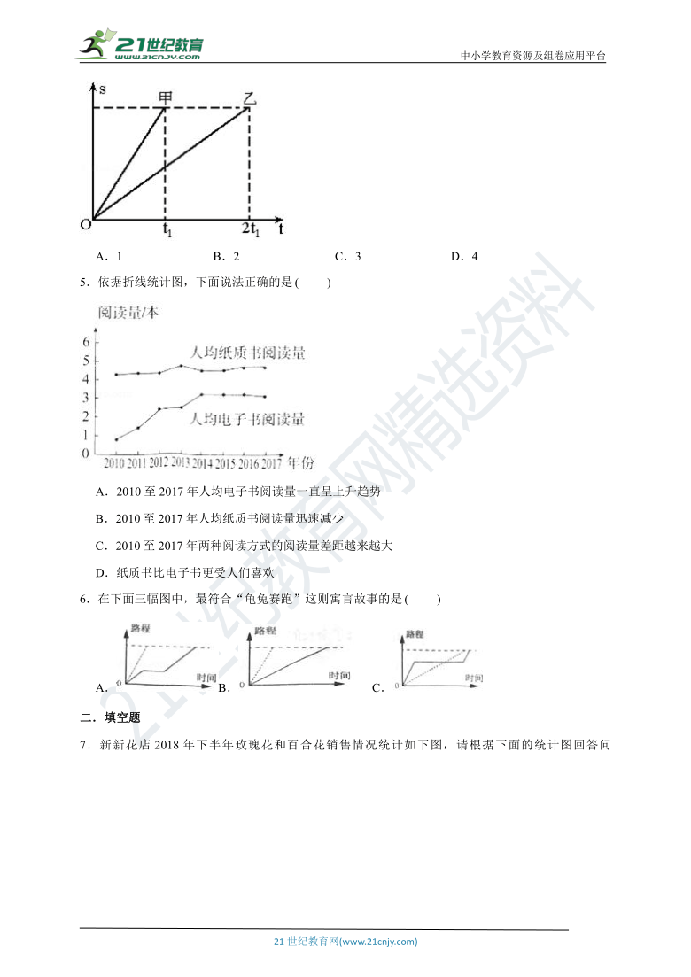 【同步备课】2.2 复式折线统计图 同步练习 苏教版小学数学五年级下册（含答案）