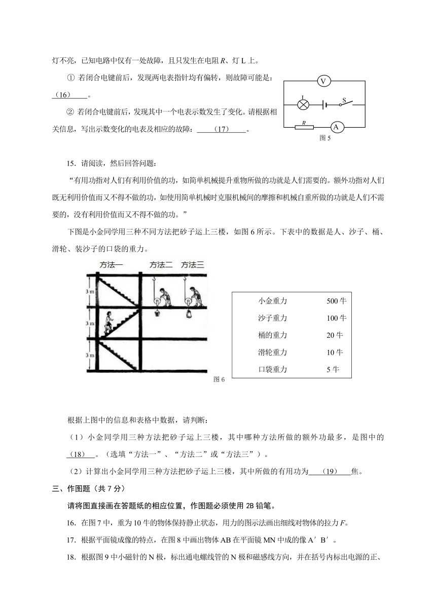 上海市金山区2018届九年级二模物理试题（Word版，含答案）