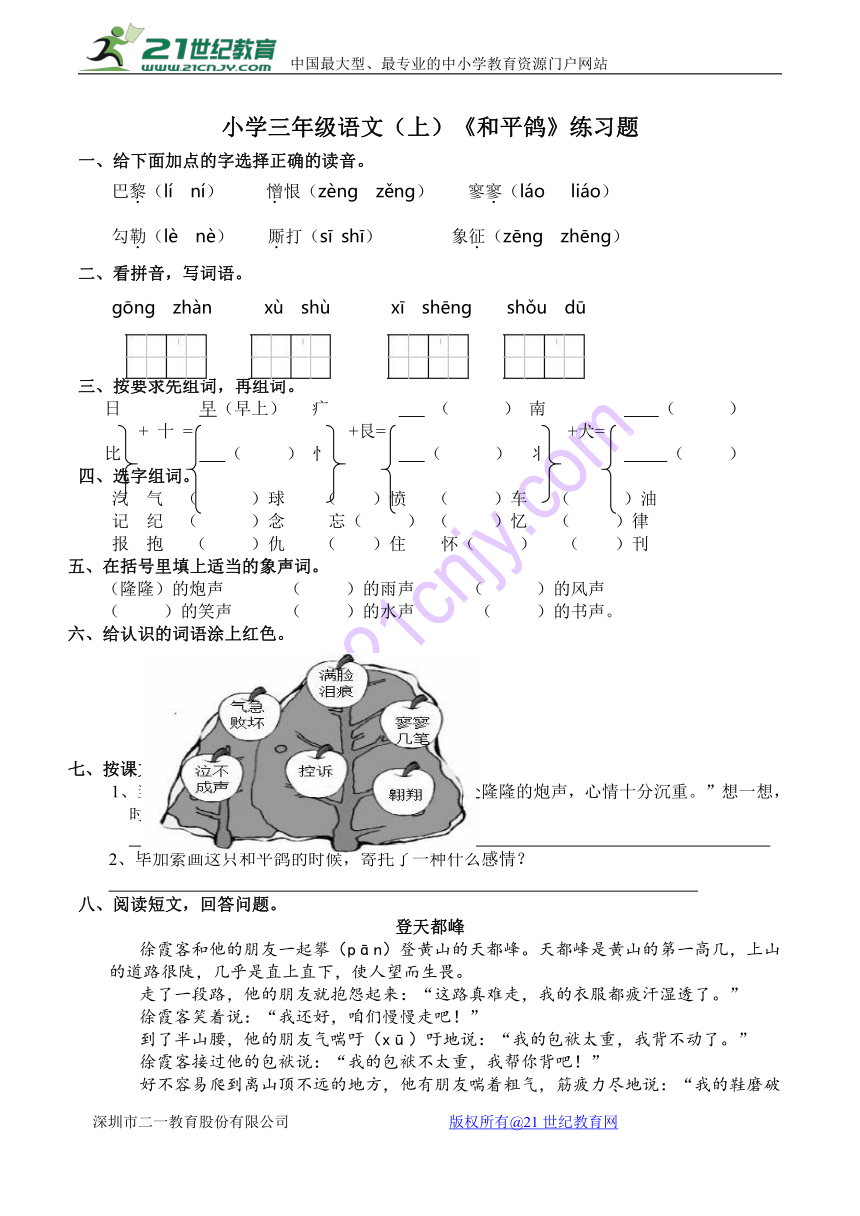 《和平鸽》练习题   含答案