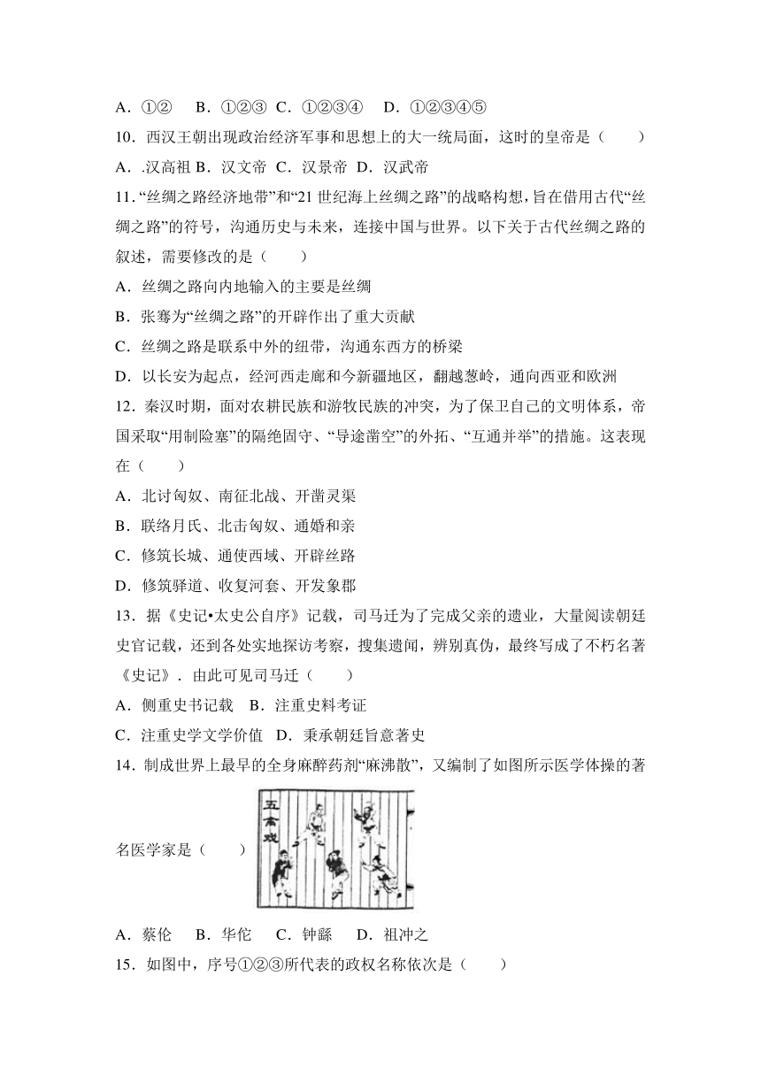 江苏省苏州市太仓市2016-2017学年七年级（上）期末历史试卷（解析版）