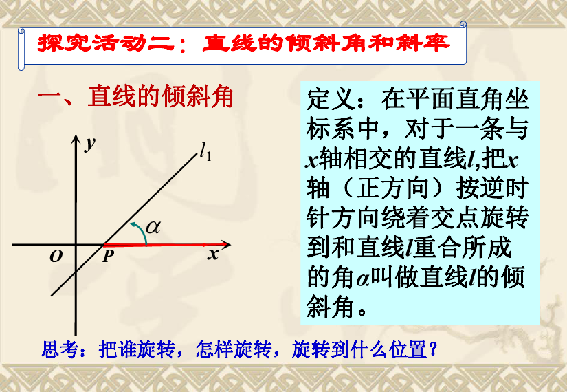 1.1直线的倾斜角和斜率（一） 课件（23张PPT）