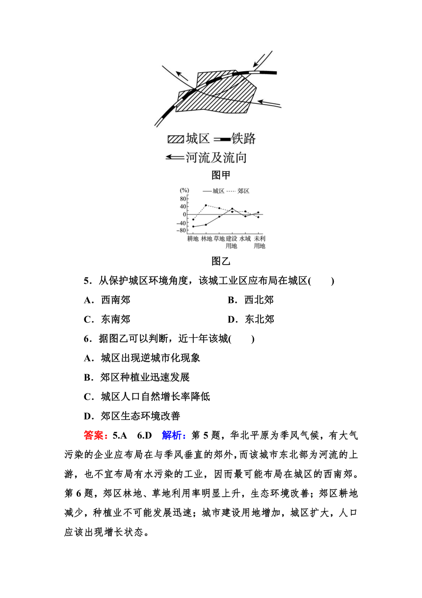 高考地理一轮教材复习之 专题课时作业19城市内部空间结构和不同等级城市的服务功能（含答案解析）