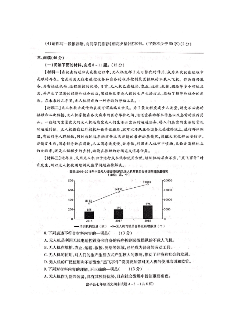 陕西省渭南市富平县2020-2021学年七年级上学期期末考试语文试题（图片版含答案）