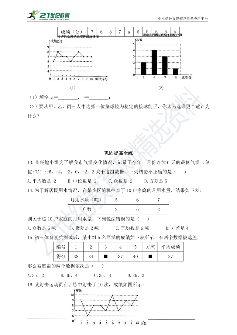 3.4 数据的离散程度 同步练习（含答案）