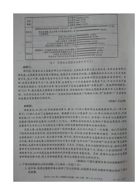 安徽省浮山重点名校2018-2019学年高一下学期期末联考语文试题 扫描版含答案