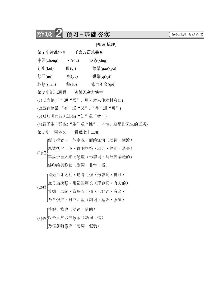 2016-2017学年高一语文粤教版必修4学案：15劝学（节选）（含解析）