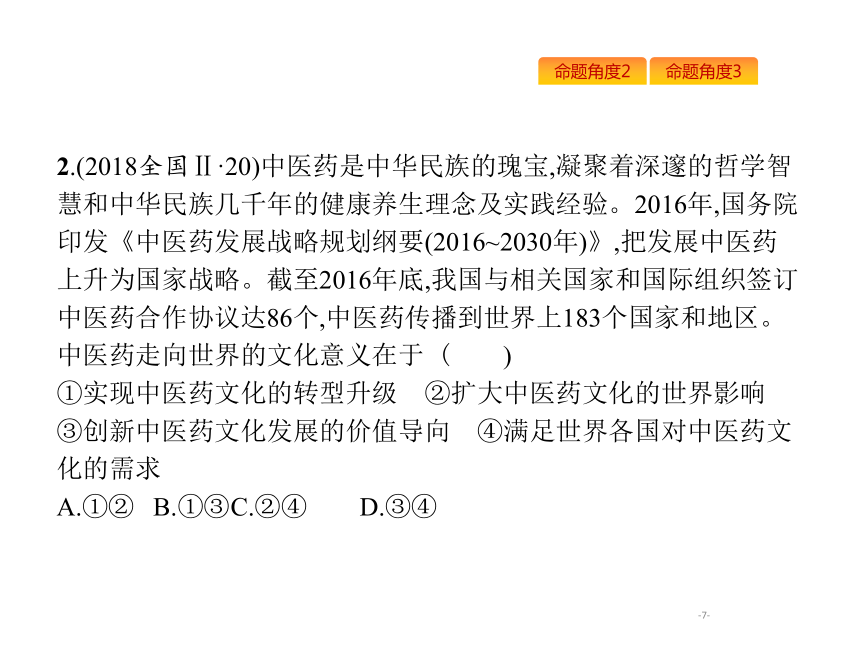 2019年高考政治专题复习课件：专题十文化传承与创新（含最新2018高考真题）