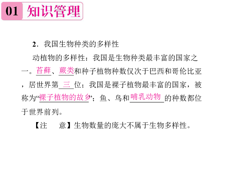 人教版八年级生物上册：第六单元第二章《认识生物的多样性》课件(共22张PPT)