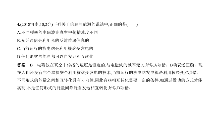 2021年物理中考复习河南专用 专题十六　信息　能源与可持续发展课件（56张PPT）